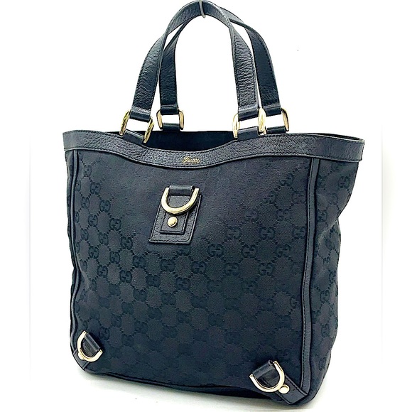 Gucci Black monogram Tote Bag with Gold Accents - Picture 1 of 15